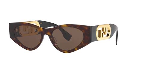 Fendi FE40049I 54 Brown & Brown Tortoise Sunglasses.